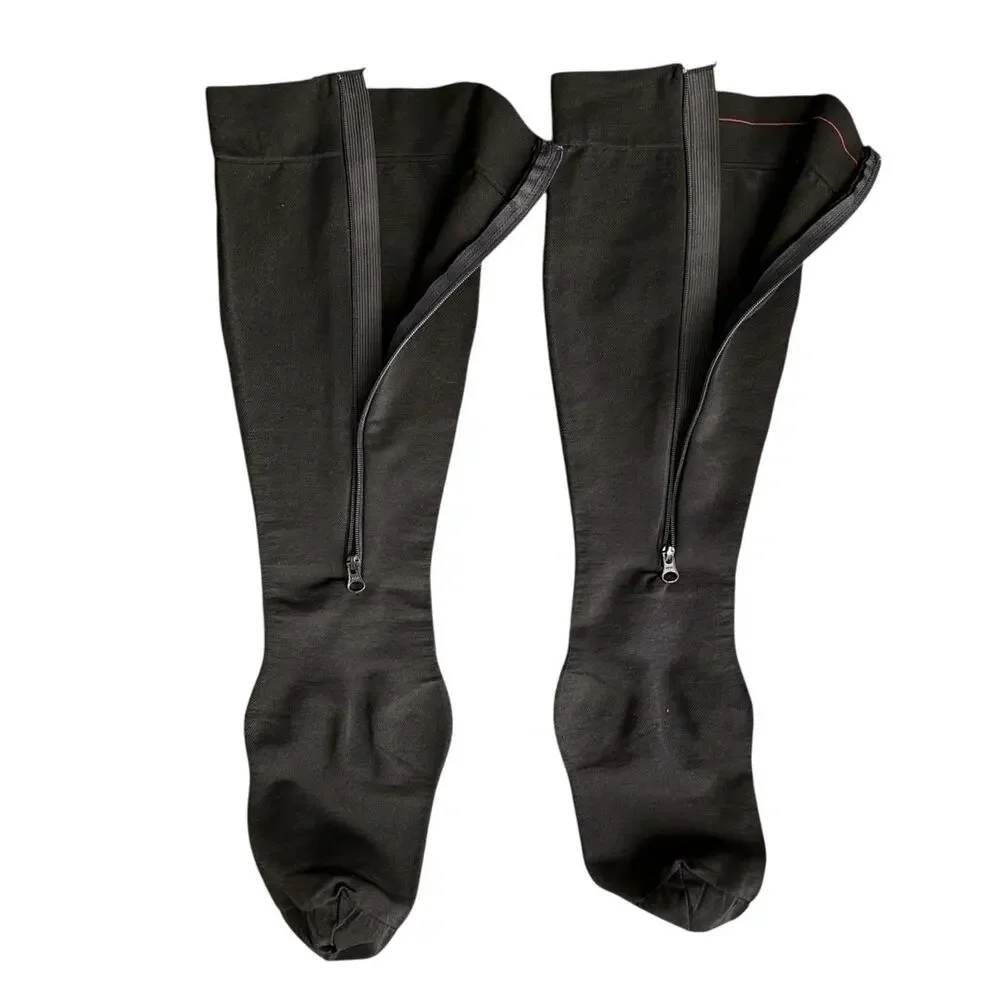 Closed Toe Zipper Compression Leg Swelling Socks Black 20-30 mmHg 3XL Presadee